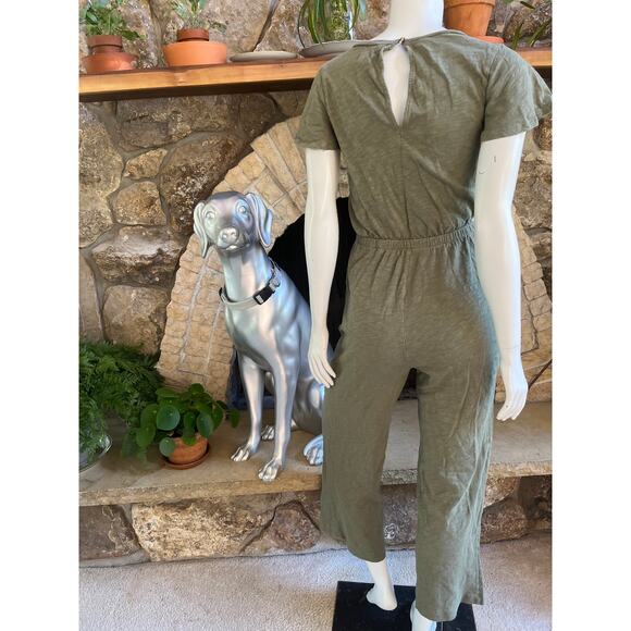 UpWest Short Sleeve V-Neck Green Cotton Jumpsuit with Pockets Size XS - Picture 3 of 8